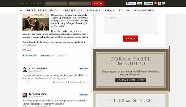 Abre Peña Nieto vacantes de empleo en su equipo Abre Peña Nieto vacantes de empleo en su equipo