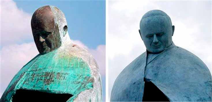 Develan estatua renovada de Juan Pablo II en Roma