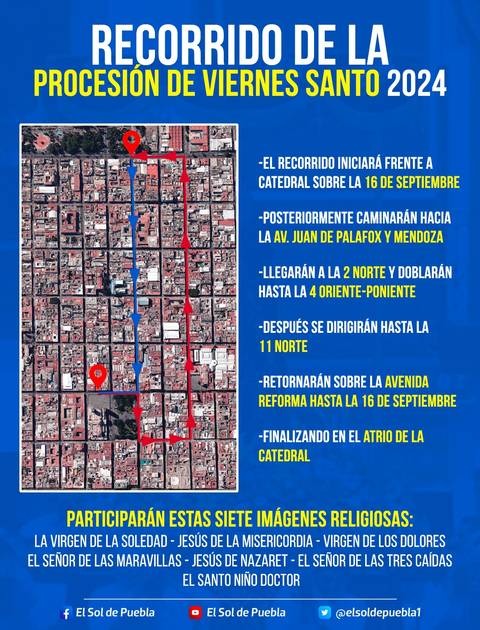 Procesión de Viernes Santo 2024 en Puebla, este será el recorrido