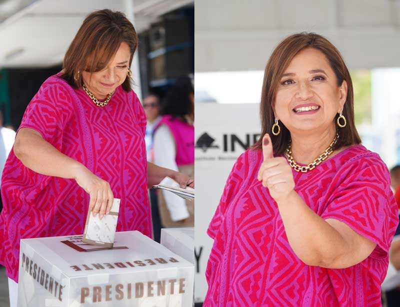 Xóchitl Gálvez vota acompañada de sus hijos, luego de hacer fila de dos horas y media