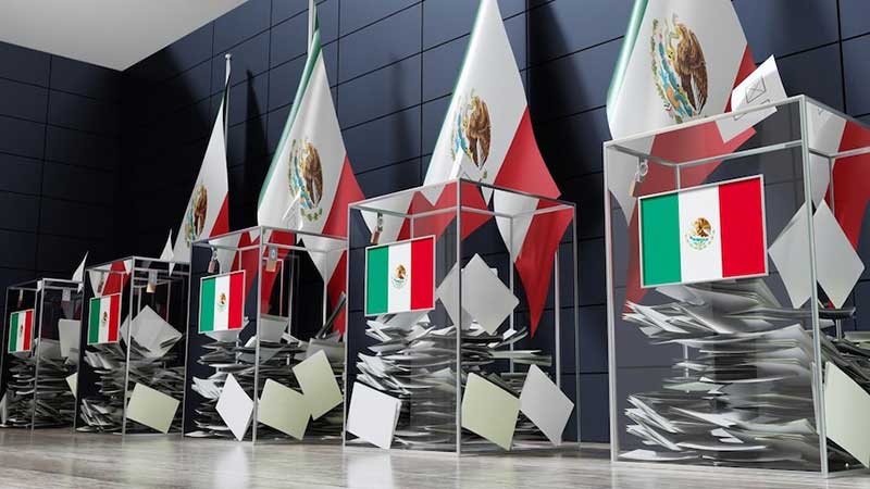 mexico several ballot boxes flag