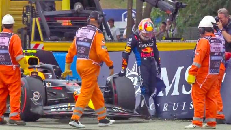 Checo Pérez sufre terrible choque en el GP de Hungría; así fue el accidente del mexicano