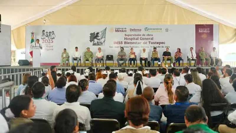 Supervisan Sheinbaum y Salomón Jara construcción del Hospital General IMSS Bienestar Tuxtepec