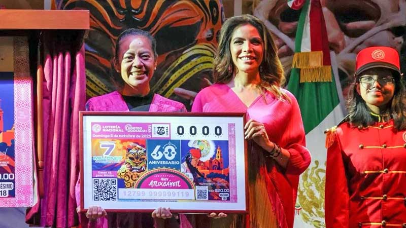 Develan billete de Lotería para difundir Festival 'Huey Atlixcáyotl' de Atlixco