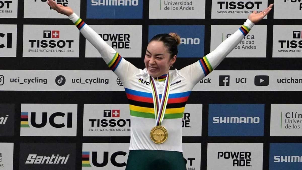 La ciclista mexicana Yareli Acevedo, campeona mundial en prueba por puntos