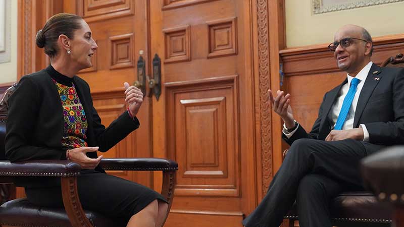 En Palacio Nacional, presidenta Sheinbaum recibe a su homólogo de Singapur